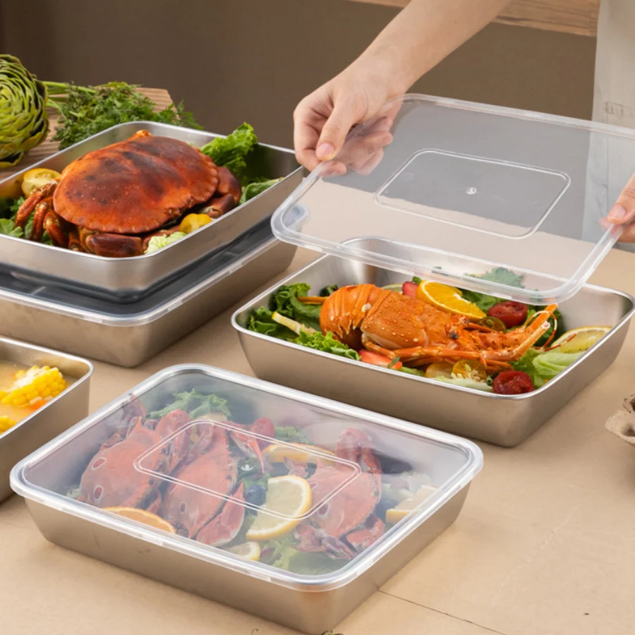 🇵🇹 (6 + 3 GRÁTIS) Recipiente em aço inoxidável 304 para alimentos (25 x 20 x 6 cm) - Image 4
