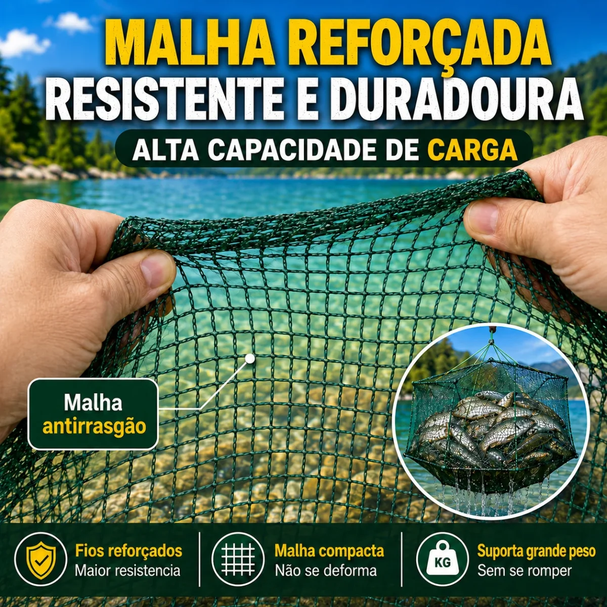⚡ Rede armadilha de pesca dobrável 96 cm | Múltiplas entradas | Água doce - Image 3