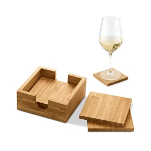 Kit Brinde Dia das Mães 4 Porta-Copos em Bambu