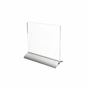 Acrílico Porta Menu Horizontal com Base em Alúminio