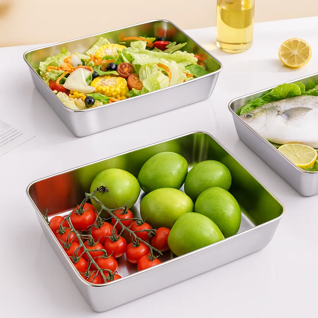 🍱Bandeja de Aço Inoxidável 304 com Tampa Hermética 2000ML - Image 9