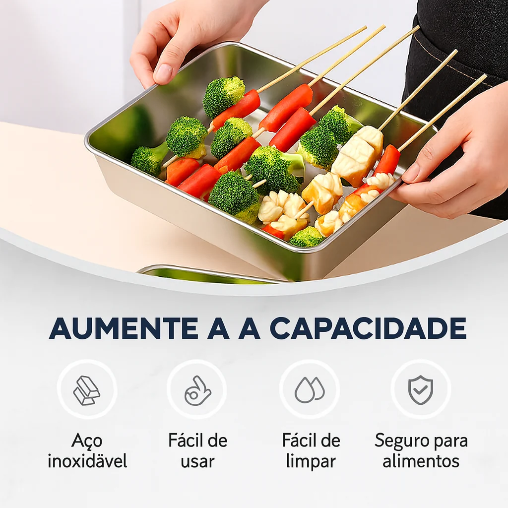 🍱Bandeja de Aço Inoxidável 304 com Tampa Hermética 2000ML - Image 7