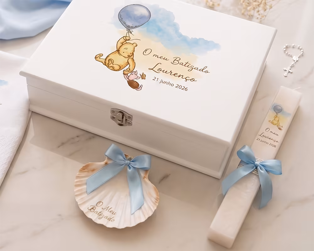 Toalha Batismo Caixa Winnie