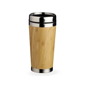 Copo Térmico Revestido de Fibra de Bambu Com Tampa Plastica + Inox de 500ml