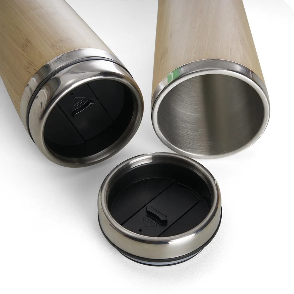 Copo Térmico Revestido de Fibra de Bambu Com Tampa Plastica + Inox de 500ml - Image 4