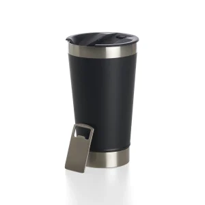 COPO TÉRMICO INOX CERVEJA CHOPP STANLEY ARTE LOGO EMPRESA COM TAMPA E ABRIDOR 500ML
