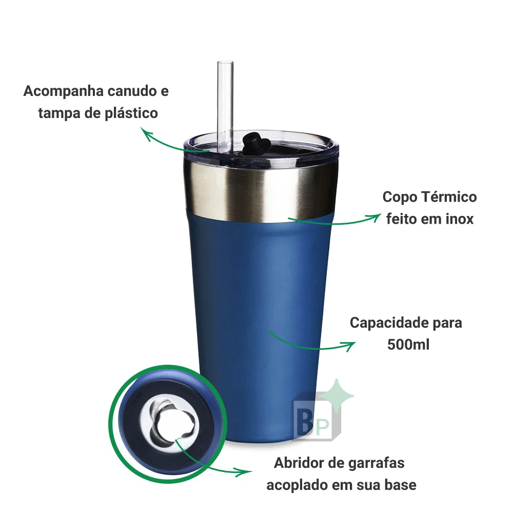 Copo Térmico com Canudo 500ml Personalizado - Image 4